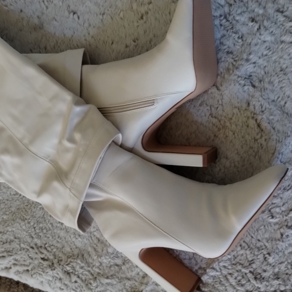 Lulus Chic Cream Heeled Boots for Women - Picture 11 of 13